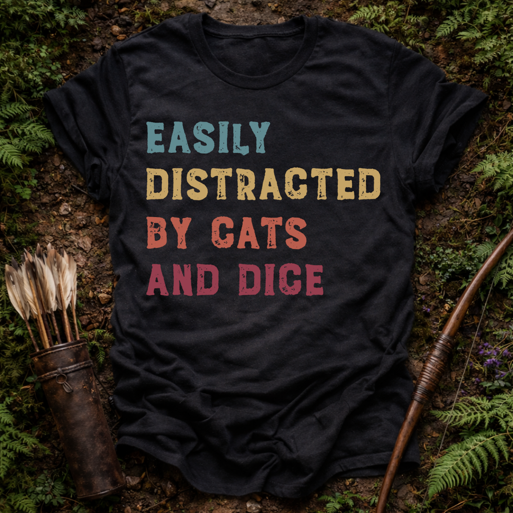 Distracted By Cats & Dice T-Shirts