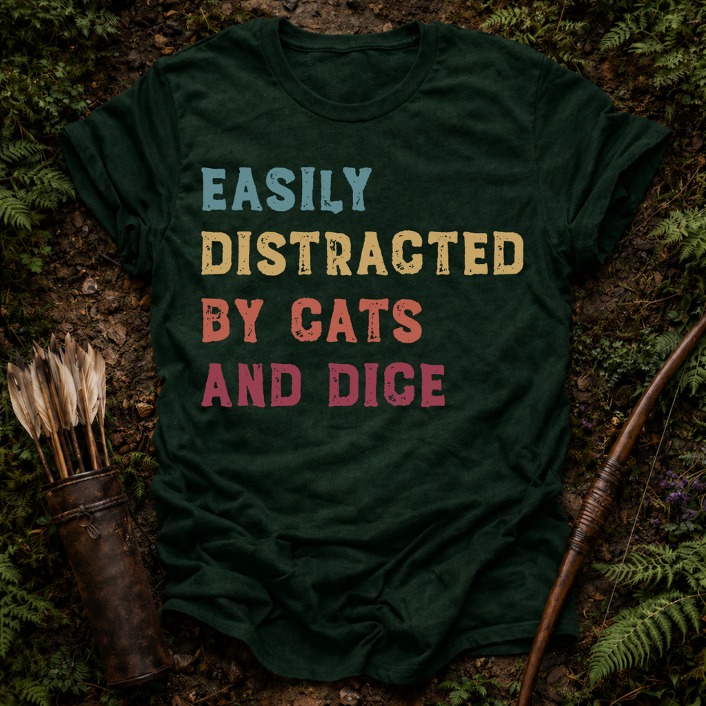 Distracted By Cats & Dice T-Shirts