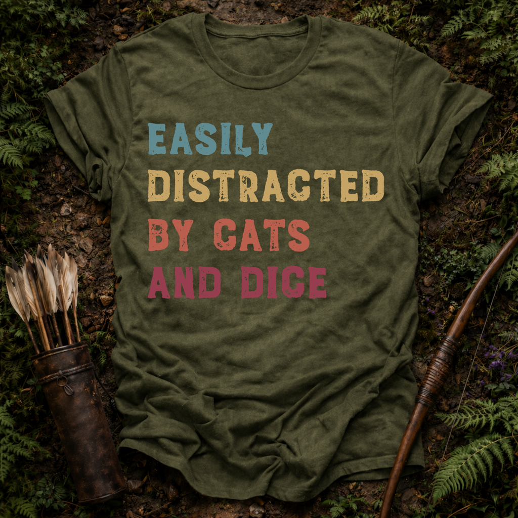 Distracted By Cats & Dice T-Shirts