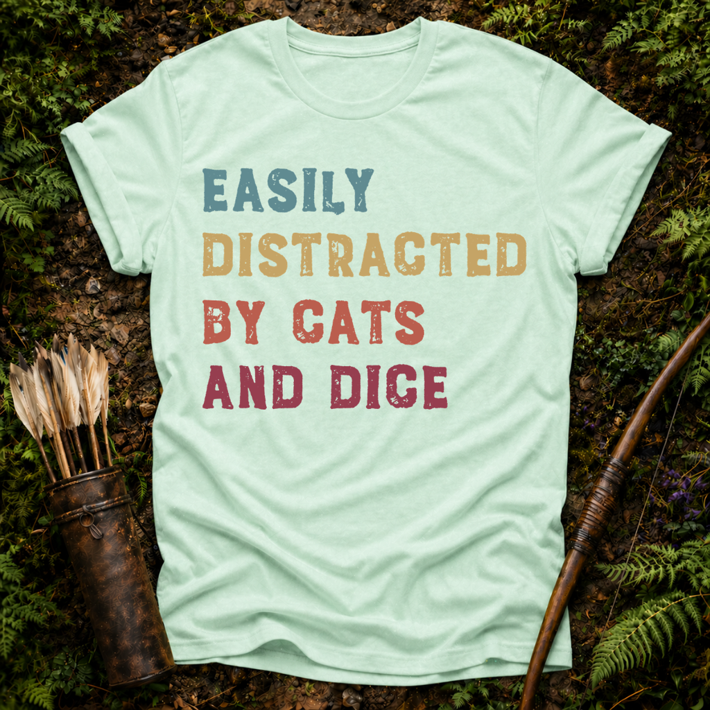 Distracted By Cats & Dice T-Shirts