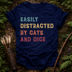 Distracted By Cats & Dice T-Shirts