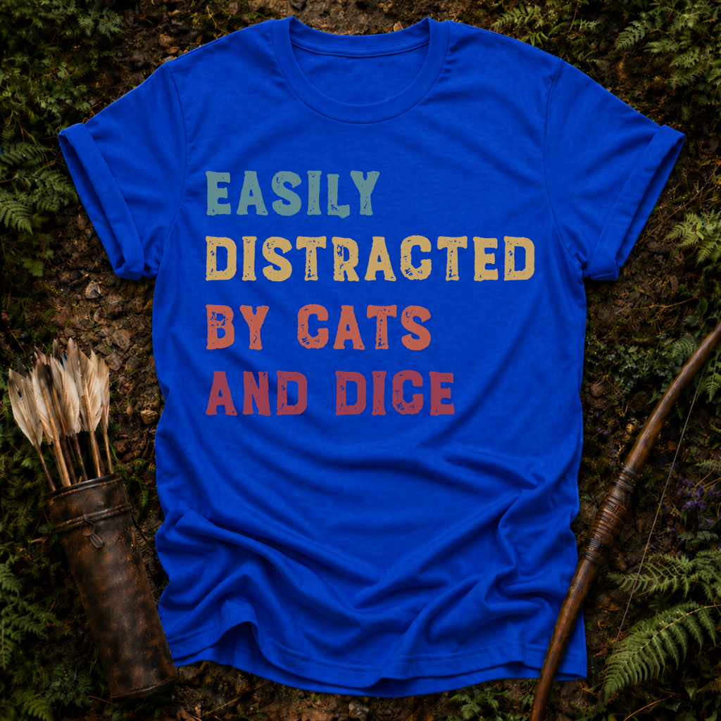 Distracted By Cats & Dice T-Shirts