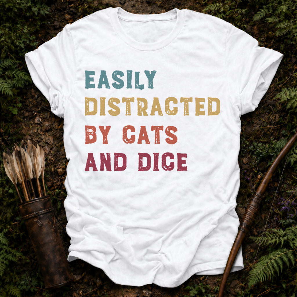 Distracted By Cats & Dice T-Shirts